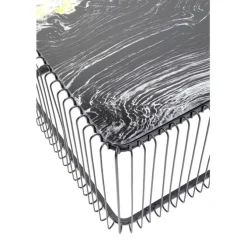 Table basse Wire verre marbre noir 145x70cm