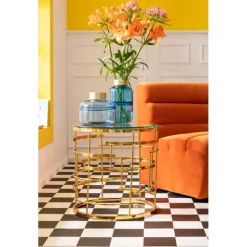 Table d appoint Jupiter doré Ø55cm