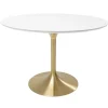 Table Invitation blanc-laiton Ø120cm