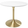 Table Invitation blanc-laiton Ø90cm