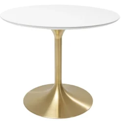Table Invitation blanc-laiton Ø90cm