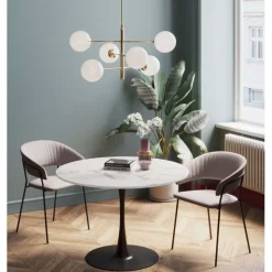 Table Schickeria marbre blanc-noir Ø110cm
