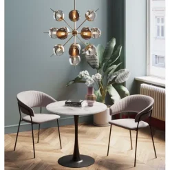 Table Schickeria marbre blanc-noir Ø80cm