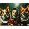 Tableau en verre Astronauts Dogs 80x60cm
