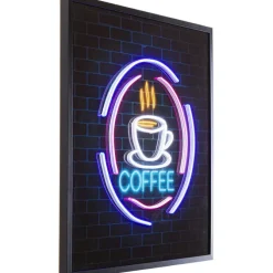 Tableau en verre Coffee LED 80x80cm