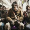 Tableau en verre Commuter Monkey 60x60cm