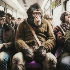 Tableau en verre Commuter Monkey 60x60cm
