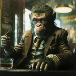 Tableau en verre Drinking Monkey 100x100cm