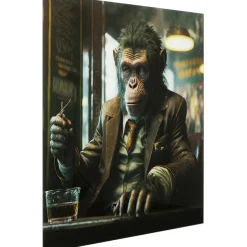 Tableau en verre Drinking Monkey 100x100cm