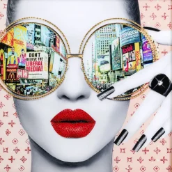 Tableau en verre encadré Times Square View 120x120