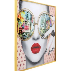 Tableau en verre encadré Times Square View 80x80cm