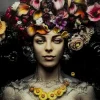 Tableau en verre Flower Art Lady 120x120cm