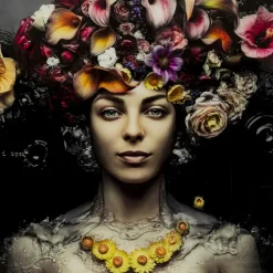 Tableau en verre Flower Art Lady 120x120cm