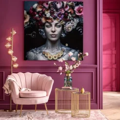 Tableau en verre Flower Art Lady 120x120cm