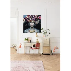 Tableau en verre Flower Art Lady 120x120cm