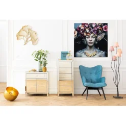 Tableau en verre Flower Art Lady 120x120cm
