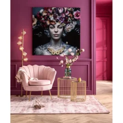 Tableau en verre Flower Art Lady 120x120cm