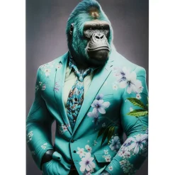 Tableau en verre Mister Gorilla bleu 60x90cm