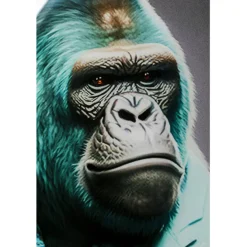 Tableau en verre Mister Gorilla bleu 60x90cm