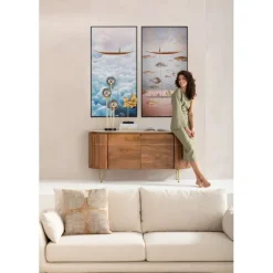 Tableau encadré Cloud Boat 60x120cm