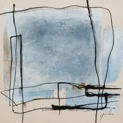 Tableau encadré Dust bleu 100x100cm