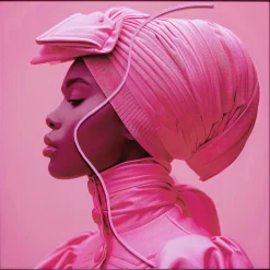 Tableau encadré LED Pink Woman 80x80cm