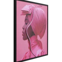 Tableau encadré LED Pink Woman 80x80cm
