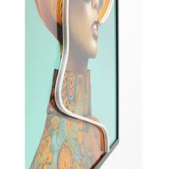 Tableau encadré LED Sun Hat Woman jaune 80x80cm