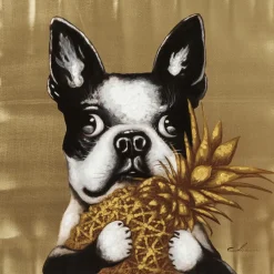 Tableau sur toile Dog with Pineapple 80x80cm