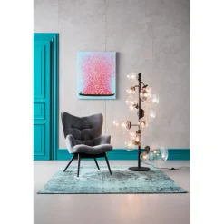 Tableau sur toile Flower Boat bleu-fuchsia 80x100