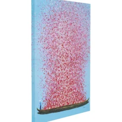 Tableau sur toile Flower Boat bleu-fuchsia 80x100