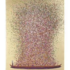 Tableau sur toile Flower Boat doré-fuchsia Pink