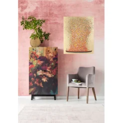 Tableau sur toile Flower Boat doré-rouge 80x100cm