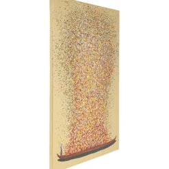 Tableau sur toile Flower Boat doré-rouge 80x100cm