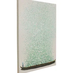 Tableau sur toile Flower Boat beige vert 80x100cm