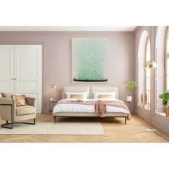 Tableau sur toile Flower Boat beige vert 120x160cm