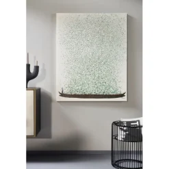 Tableau sur toile Flower Boat beige vert 120x160cm