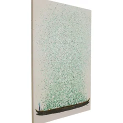 Tableau sur toile Flower Boat beige vert 120x160cm