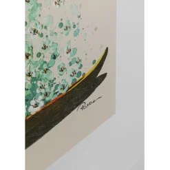 Tableau sur toile Flower Boat beige vert 120x160cm