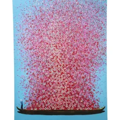 Tableau sur toile Flower Boat bleu-fuchsia 120x160