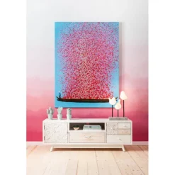 Tableau sur toile Flower Boat bleu-fuchsia 120x160