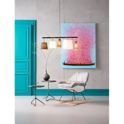 Tableau sur toile Flower Boat bleu-fuchsia 120x160