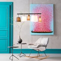 Tableau sur toile Flower Boat bleu-fuchsia 120x160
