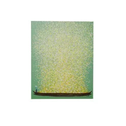 Tableau sur toile Flower Boat vert jaune 80x100cm