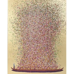 Tableau sur toile Flower Boat doré-fuchsia 80x100