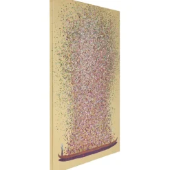 Tableau sur toile Flower Boat doré-fuchsia 80x100