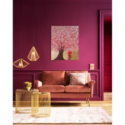 Tableau sur toile Flower Couple doré-fuchsia80x100