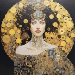 Tableau verre Art Nouveau Lady 3D 120x120cm