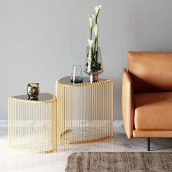 Tables d appoint Wire Triangle doré (2/Set)