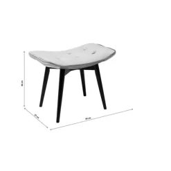 Tabouret Black Vicky velours gris 46x59cm